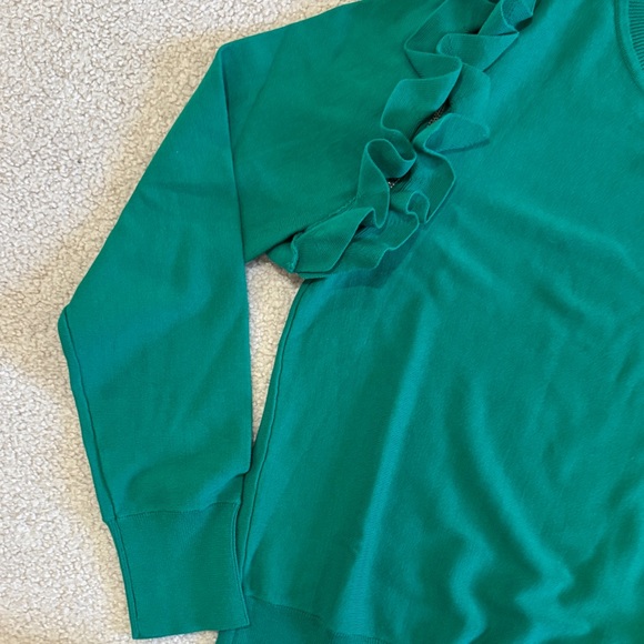 Halogen Emerald Green Ruffle-Shoulder Sweatshirt - Picture 3 of 6
